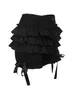 Women's Shorts Ruffled Culottes Black Bloomers Summer Elastic Waist Layered Solid Color Casual For Everyday Street Wear