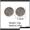 Stud Trendy Druzy Drusy For Women Statement Jewelry Scott Gold Plated Round Circle Earrings Christmas Gifts Ear Studs 3Qjl Drop Deliv Dherq