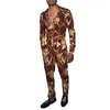 Herrspårspår Spring Autumn Men's Shirts Trousers Tracksuit Set Gold Florial Totem Leopard Chain Print Clothing Suit Man Plus Plus