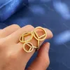 Feito na Itália Designer F Anel Diamante Oco Ouro Aço Inoxidável Carta Anéis de Amor 3 Círculo Mulheres Homens Jóias de Casamento Senhora Presentes com Caixa