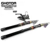 قضبان صيد القوارب GDA Superhard Telescoping Carbon Rod و Cenly Set 1.8-3.6m نسبة التروس 5.2 1 بكرة صيد عالية القوة 231109