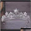 Hair Clips Barrettes Jewelry Baroque Princess Crown Rhinestone Tiara Bridal Star Headdress Handmade Crystal Acce Drop Deli Dhgfa