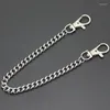 Keychains Metal Wallet Curved Chain Leash Pant Jean Keychain Ring Clip Herr Hip Hop Flat rostfritt stål Nacke Smycken