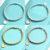 Fashion 925 silver tag love heart bracelets Designer original classic T beaded bracelet 4mm rose gold bead man women jewelry lovers gifts return enamel blue elegant