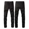 Jeans viola Designer da uomo con fori strappati Pantaloni a righe Jeans da strada Jeans attillati attillati Pantaloni a gamba dritta leggera Jeans da bicicletta da donna blu grigio scuro