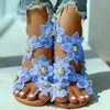 Sandaler kvinnors sandaler bohemisk stil sommarskor kvinnors plattskor strandskor 2023 blommor flap chaucer kvinnor 6 färger 35-44