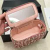 Women 22A Tweed Mini Vanity With Chain Bag France Luxury Brand Quilted Multi Trunk Designer Shoulder Bags Lady Makeup Case Cosmetic Box Crossbody Handbag With Mirror