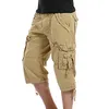 Herenbroek Zomer Kuitlengte Cargo Heren Katoen Casual Outdoor Broek Zakken Effen Tactisch Voor Man