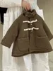 Пальто 2023, осенне-зимнее корейское шерстяное теплое пальто с отложным воротником для маленьких девочек, детская куртка, однотонная детская верхняя одежда на пуговицах с рогами 231109
