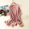 Foulards Femmes Broderie Laine Écharpe All-Match Châles Et Wraps Pour Dames Pashmina De Luxe Poncho Cachemire Foulard Étoles