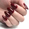 Falsche Nägel, 24 Stück, glänzend, weinrot, kurzes Stiletto für Design, drücken Sie auf künstlichen künstlichen Nagel, DIY Lady Finger Tip, Maniküre-Werkzeug