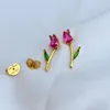 Orecchini con perno in vero oro rosa 18 carati placcato 3 colori con zirconi, orecchini a tulipano, gioielli, lettera, regalo di nozze, all'ingrosso con sacchetto per la polvere gratuito