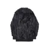 Kvinnors tröjor Dark and Black Personality Tassel Wool Loose Pullover Sweater Men s Korean Fashion Long Hair Velvet Versatile Bottom Coat Autumn 231110