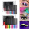 Combinatie oogschaduw/liner Lichtgevende eyelinerkit 12 kleuren/pak Matte waterdichte vloeistof Kleurrijke cosmetica Langdurig 231109