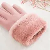 Five Fingers Gloves Women Autumn Winter Cute Furry Warm Mitts Full Finger Mittens Outdoor Sport Female