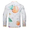 Mens Casual Shirt Casablanca Hawaiian Shirt Fashionable Lapel Summer Outdoor Loose Button Långärmad strandfeststil