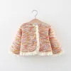 Jackets Autumn Girls' Long Sleeve Jacket Rainbow Knitted Sweater Lace Spring Coat Top Suitable for 0 3 Years Old 231109