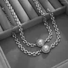Girocollo 1 pezzo collane di perle finte semplici per donna collare corto con catena a maglie sottili quadrate geometriche