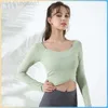 Desginer Aloo Yoga Tops the OriginAutunno e abbigliamento invernale Maniche lunghe Fitness da donna Corsa Abbigliamento fitness Pettorali Indumento attillato