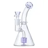 Mini pequeno óleo Dab Rigs 7 polegadas Hookahs 5mm de espessura Chuveiro Perc Percolator Glass Beaker Bongs Clear Rosa Azul 14mm Tubos de Água Conjunta Feminina com Tigela