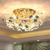 Ceiling Lights Bedroom Lamps Round Ceramic Flower Crystal Light For Home Nordic Luxury Living Room Modern Flush Mounted Dining