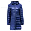Women's Trench Coats Winter Coat Women 80% White Duck Down Jacket Lady 's Hooded Ultra Light Jackets Warm Long Parkas