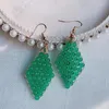 Dangle Earrings Natural Green Aventurine Stone For Women Wire Wrap Pyramid Long Tassel Pendulum Quartz Crystal Drop Earring