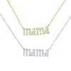 100% Sterling Silver Mama Letter Pendant Charm Necklace Iced Out for Women daughter Bling Paved Cubic Zirconia Gold Plated Hip Hop Mother Day's Gift Jewelry