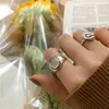 Cluster Rings Silver Plated Women's Couple Ring Fashion Retro Handmade White Gem Food Elegant Wedding Party Jewelry Gift