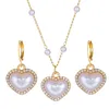 Halskette Ohrringe Set Koreanische Mode Kristall Perle Herz Für Frauen Earing Französisch Licht Luxus Zirkon Tropfen Z40