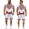 Tracksuits voor heren zomer 3D Afrikaanse print tracksuits vintage stijl t shirts shorts 2 -delige kleding causale man sportpak extra grote mannen sets 230410