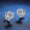 Stud Earrings S925 Silver Ear Ornament Mosang Diamond Classic Temperament Square Bag Light Luxury Buckle 50 Points 1 Carat