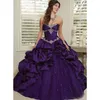 Princesse Quinceanera Robes Cristaux Perles Col Chérie Sans Manches Corset Robe De Bal Brithday Prom 16 Robe Pour Les Filles Ruché Satin Robe D'occasion Formelle