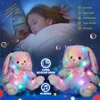 Plüsch-Leuchtspielzeug, leuchtendes Baumwollhasen-Plüschspielzeug, niedliches Kissen, LED-Lichter, Musik, Regenbogen-Kuscheltiere, Osterhase, Geschenk für Kinder und Mädchen, 231109