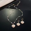 Halskette Ohrringe Set Koreanische Mode Kristall Perle Herz Für Frauen Earing Französisch Licht Luxus Zirkon Tropfen Z40