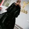 Women's Fur Faux 2023 Real Mink Women XLong Coat Jacket With Hood Long Sleeves Winter Thick Warm Plus Size Female 231109