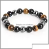 Bracelets porte-bonheur bijoux perles oeil de tigre hématite noir obsidienne pierre Bracelet pour femmes cadeau hommes Pdowy livraison directe Dh1L3