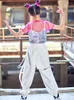 Bühnenkleidung Mädchen Jazz Dance Kostüm Hip Hop Street Outfits Cropped Pailletten Weste Lässige Weiße Hose Kinder Sommerkleidung BL8180