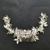 Kafa bantları slbridal el yapımı kablolu rhinestones kristalleri çiçek yaprağı uzun düğün saç tarağı gelin bant saç aksesuarları kadın mücevher 231102