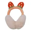 Berets Women Student Winter Plush Earmuffs Cartoon 3D Strawberry Ears Earflap Foldable Portable Ear Warmers Covers