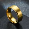 Cluster Rings Fashion Couple Stainless Steel Matte Ring Simple Pure Pigment Men Women Finger Jewelry Memorial Gift