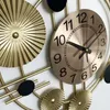 Relógios de parede grande relógio de ouro nórdico sala de estar arte folha de lótus pendurado relógio circular geometria ponteiro mudo decoração de casa