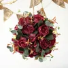 Couronnes de fleurs décoratives Boule de fleur de pivoine artificielle Tissu Soie Hortensia Rose Couronne pour arbre de Noël Fête de mariage Pendentif Applique murale Décor 231109