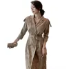 Robes décontractées 2023 automne Vintage trois-quarts manches ceinture bureau dames fête pansement dentelle Trench robe haut de gamme femmes Vestidos