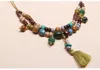 Pendentifs Collier à pampilles en bois Turquoise, pendentif avec matériaux naturels de Style bohème, vêtements polyvalents, cadeau de fête de noël