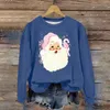 Hoodies femininos santa personagem dos desenhos animados alfabeto impresso manga longa tripulação pescoço moletom júnior vintage camisola leve das mulheres