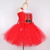 Girl's Dresses Sparkly Christmas Elf Tutu Dress for Girls Santa Claus Costumes for Kids Birthday Halloween Outfit Children Xmas Holiday Clothes 231109