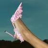 Machmach Antoinette Silk Slingback Pumpar Pink Bowtie Högklackad sandal spetsiga tår Crystal Consprosa Stiletto Heel Dress Shoes 90mm Designer Party Wedding Shoes