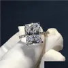 Bandringar strålande klippt 3ct lab diamantring 925 Sterling Sier Bijou Engagement för kvinnor brudparty smycken 885 Q2 DHGARDEN DH5FR