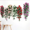 Dekorativa blommor kransar 2,4 m Artificial Rose Ivy Vine Wedding Decor Silk Flower Garland String With Leaves For Home Hanging